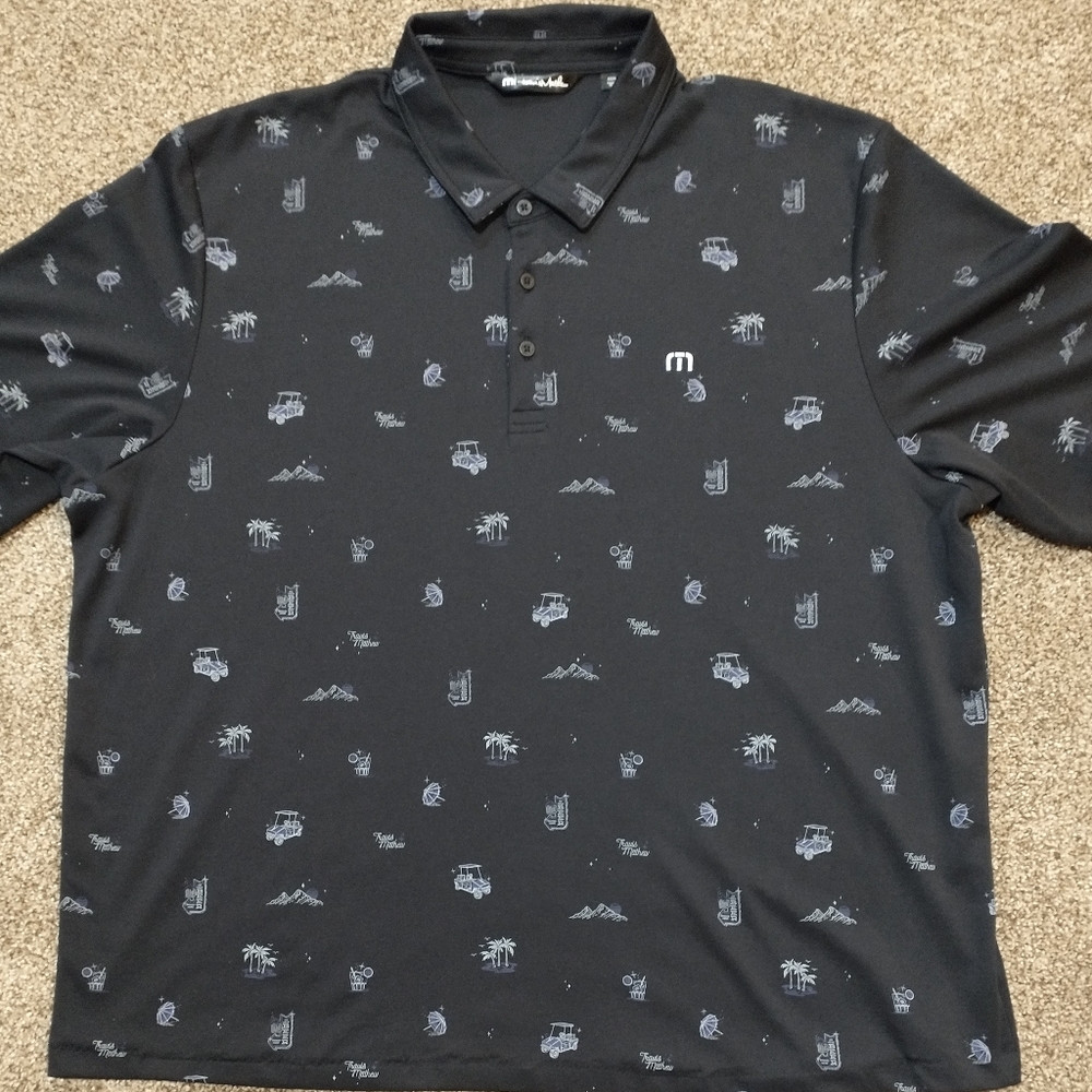 TravisMathew Men's Tikehau Island Black Polo XXXL